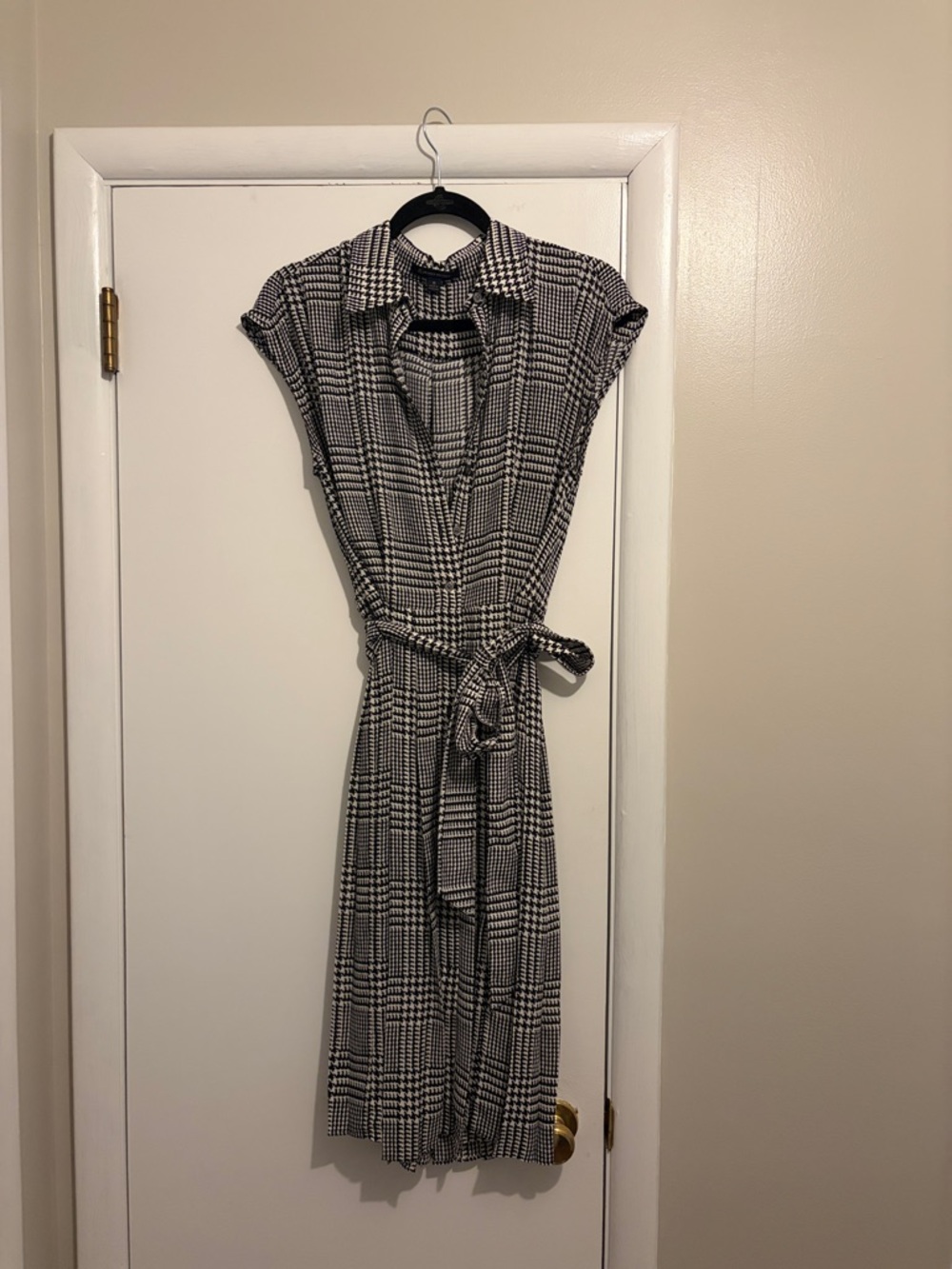 Brooks Brothers Houndstooth Belted Shirt Dress